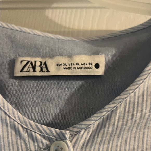 Zara Dual-Tone Blue Shirt Dress - Picture 2 of 3